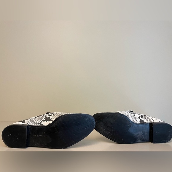 Zara Faux Snakeskin pattern black and white brogue Loafers women’s size 37 - Picture 8 of 9